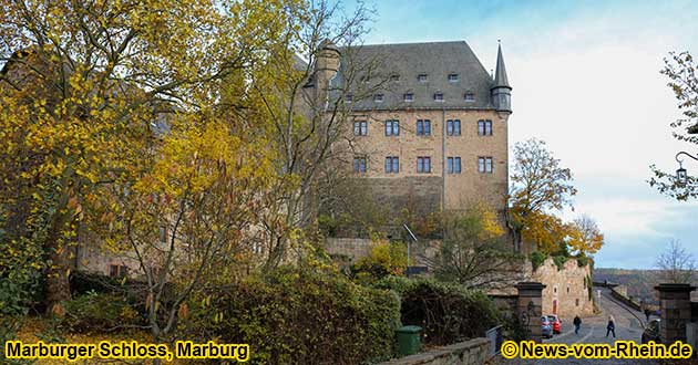 Das Marburger Schloss oberhal von Marburg in Hessen.