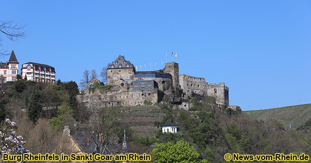 Die Burg Rheinfels oberhalb von Sankt Goar am Rhein.